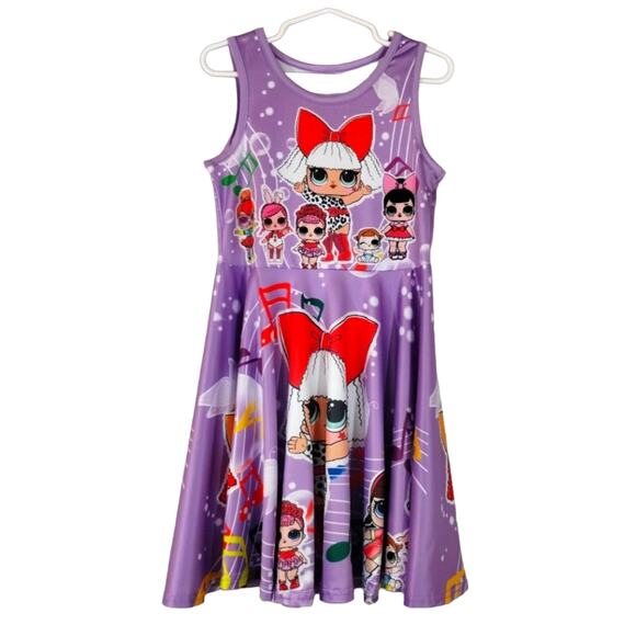 No Brand Other - A LOL L.O.L. Surprise Dolls Little Girl Purple Music Doll Printed Dress NWOT 4/5